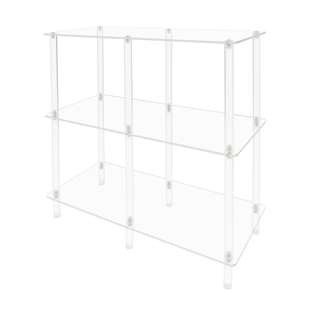 Acrylic Table, Small Entryway Table with Open Shelves, Clear Entry Table
