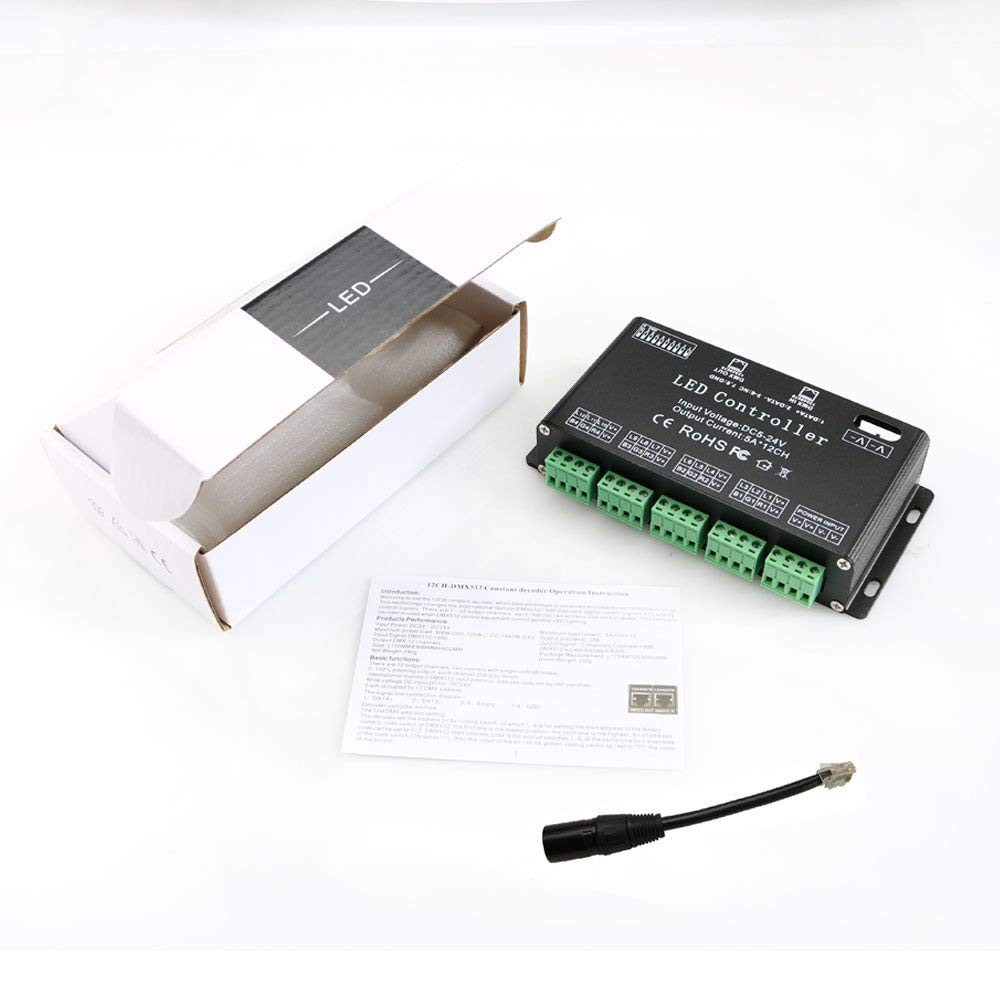 12 Channel DMX Decoder, RGB LED Light Strip Controller dmx512 Decoder Dimmer ...