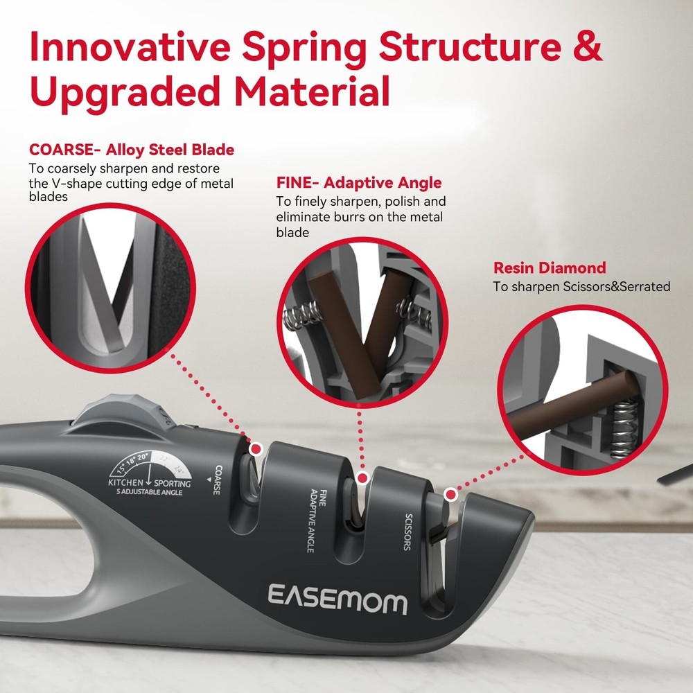 Kitchen Knife Sharpener, 5 Adjustable Sharpening Angle - Handheld P... Fast Ship