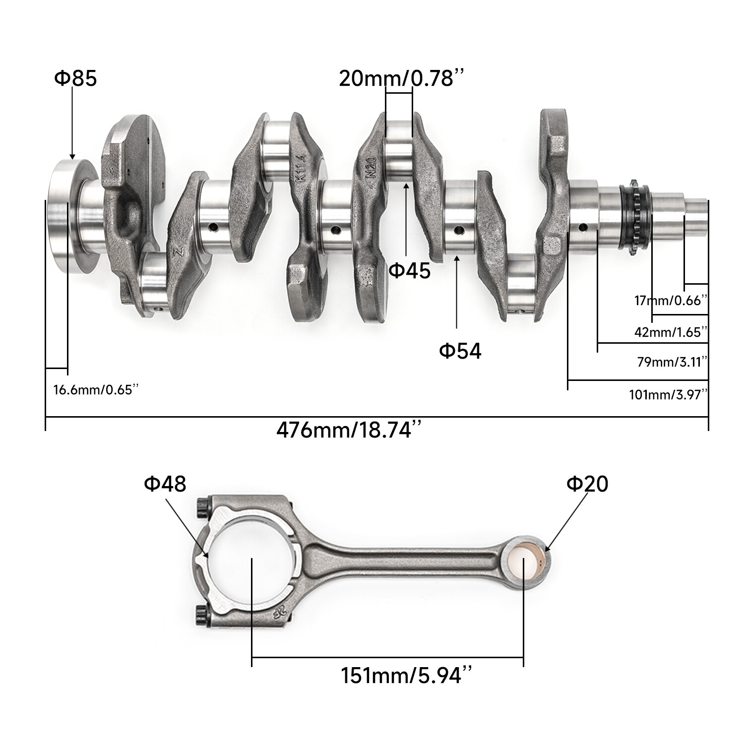 Crankshaft Con Rods & Bearing Set For Hyundai Elantra Tucson KIA Soul Forte 2.0L