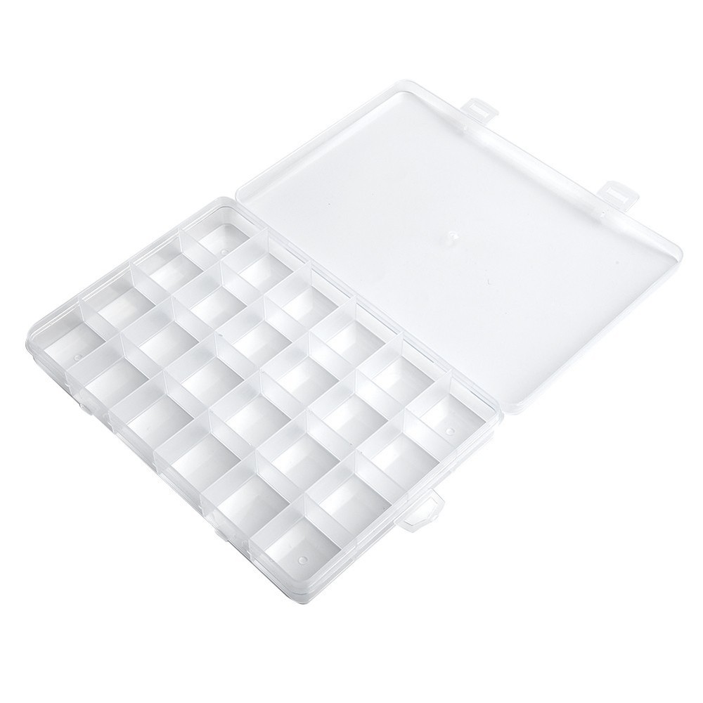 UK-24 Compartments Transparent Plastic Storage Box Electronic Component Parts
