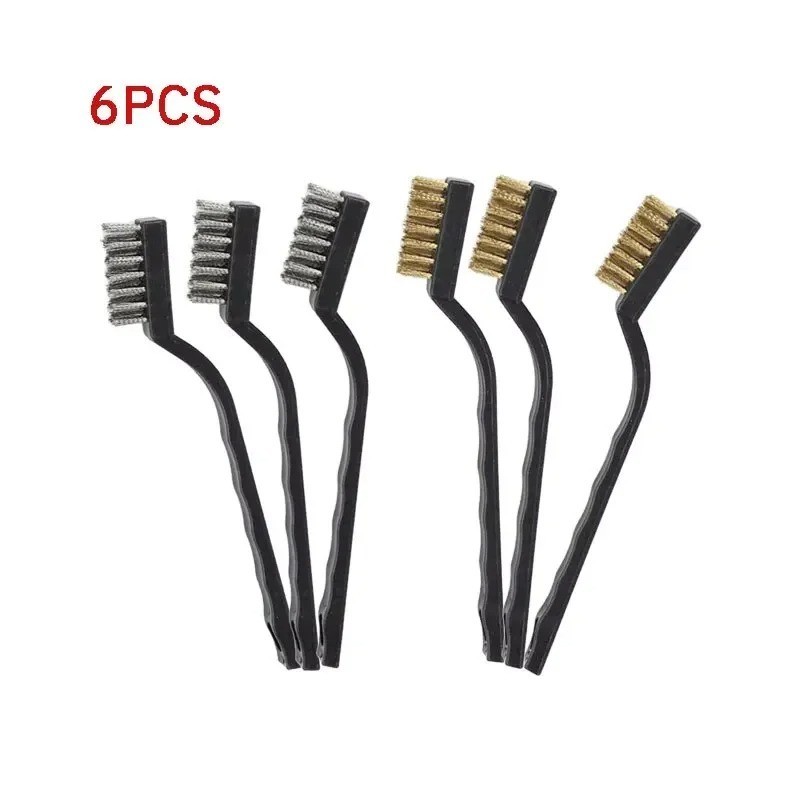 6/Pcs Mini Wire Brush Set Steel & Copper Cleaning Brushes