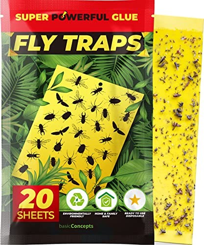 Fruit Fly Trap (20 Pack), Double-Sided Yellow Sticky Traps for Kitchen &