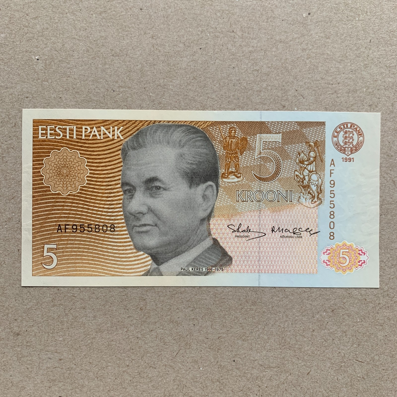 Estonia P71a 5 Krooni Banknote 1991 Paul Keres & Chess Board Currency B999