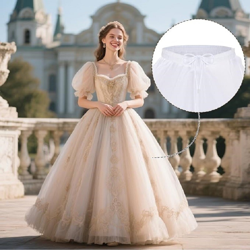 Women Bridal Crinoline Petticoat 3 Hoop Long Underskirt Wedding Gown Under Dress
