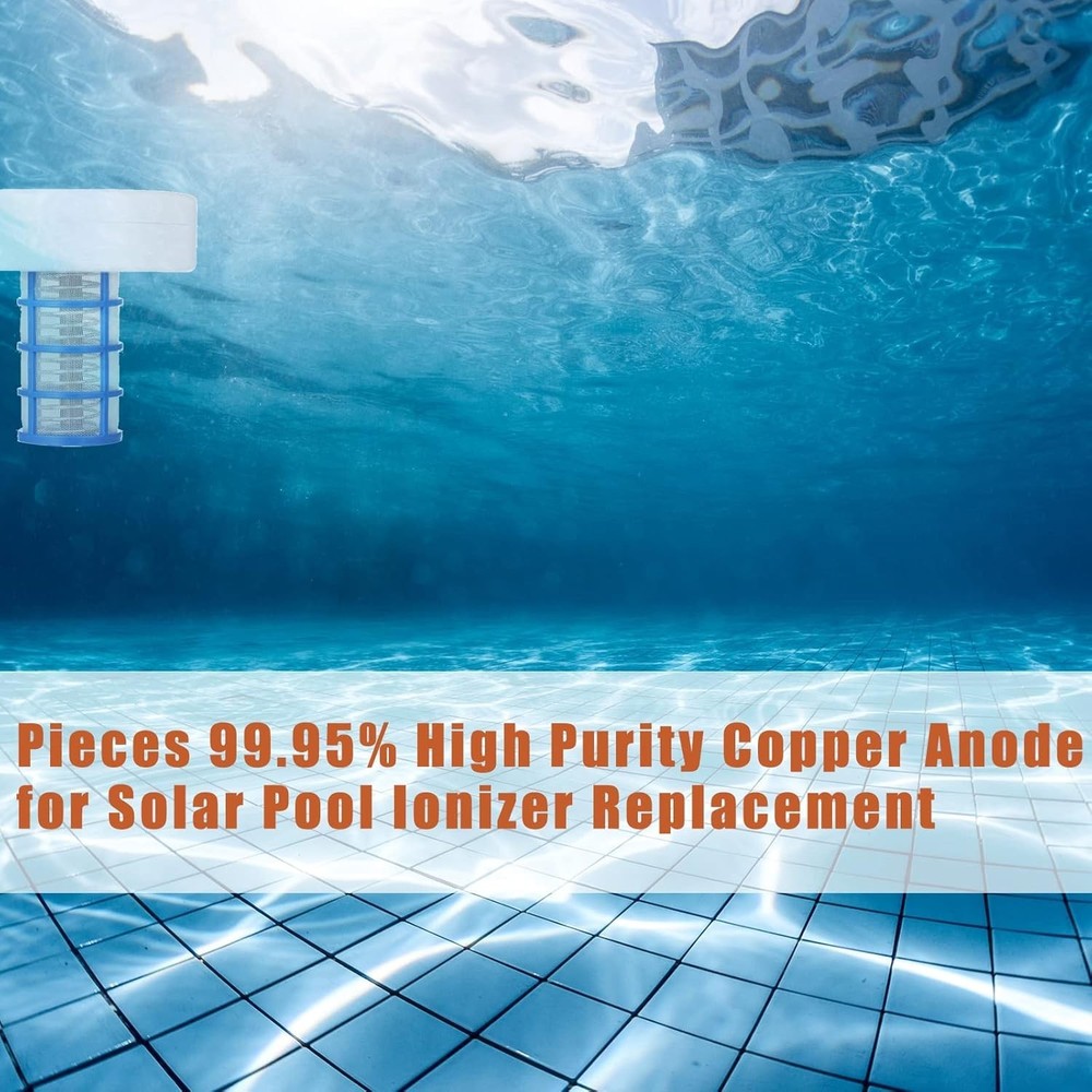 Eco-Friendly Solar Copper Anodes 4.13" L for Effective Pool Cleaning - 2 Pack