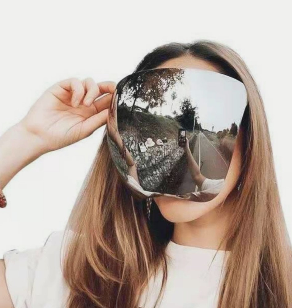 Oversized ABS Mirrored Sunglasses Silver Coated Protective Full Face Mask