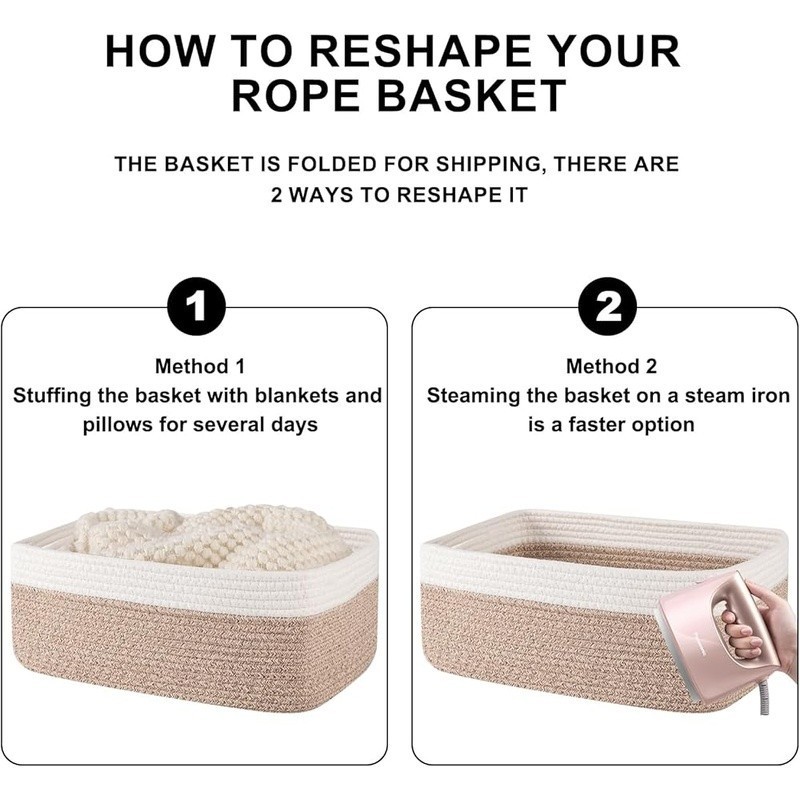Multifunctional Cotton Rope Storage Baskets Soft Durable Organizer Home Use