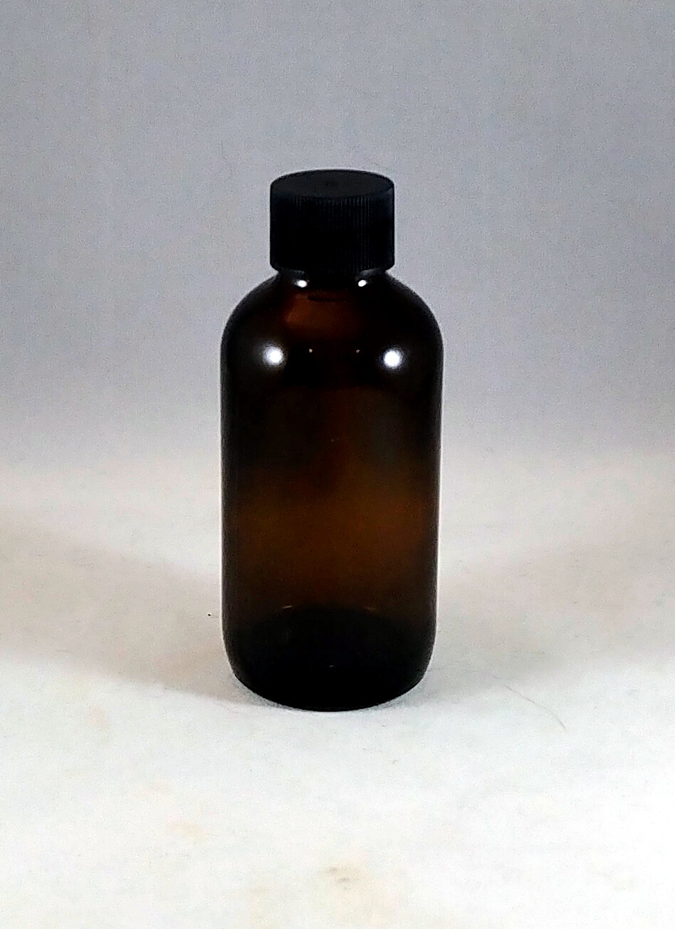 4 oz Amber Boston Round Glass Bottles w Caps, Droppers, Phenolic, Mult Lot Sizes