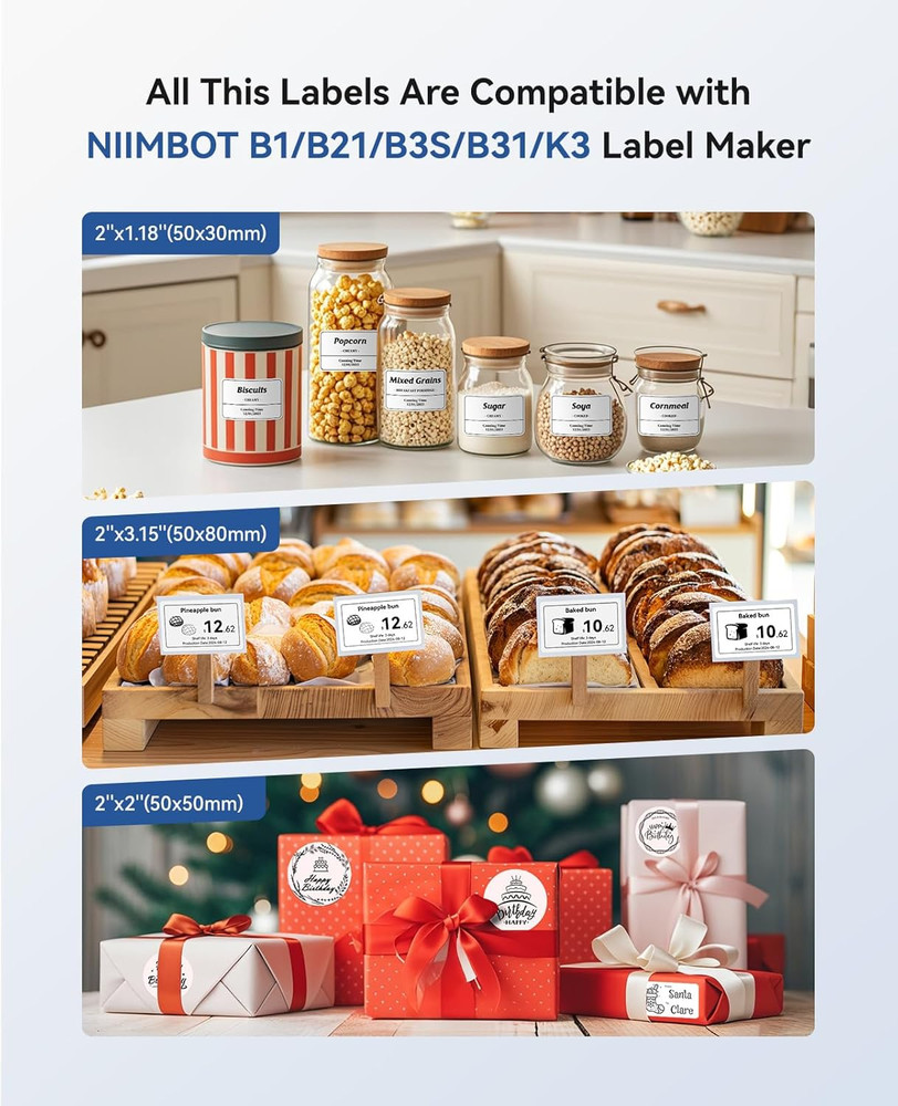 B1 Label Maker Machine with Tape, Label Printer with 3 Rolls Stickers,