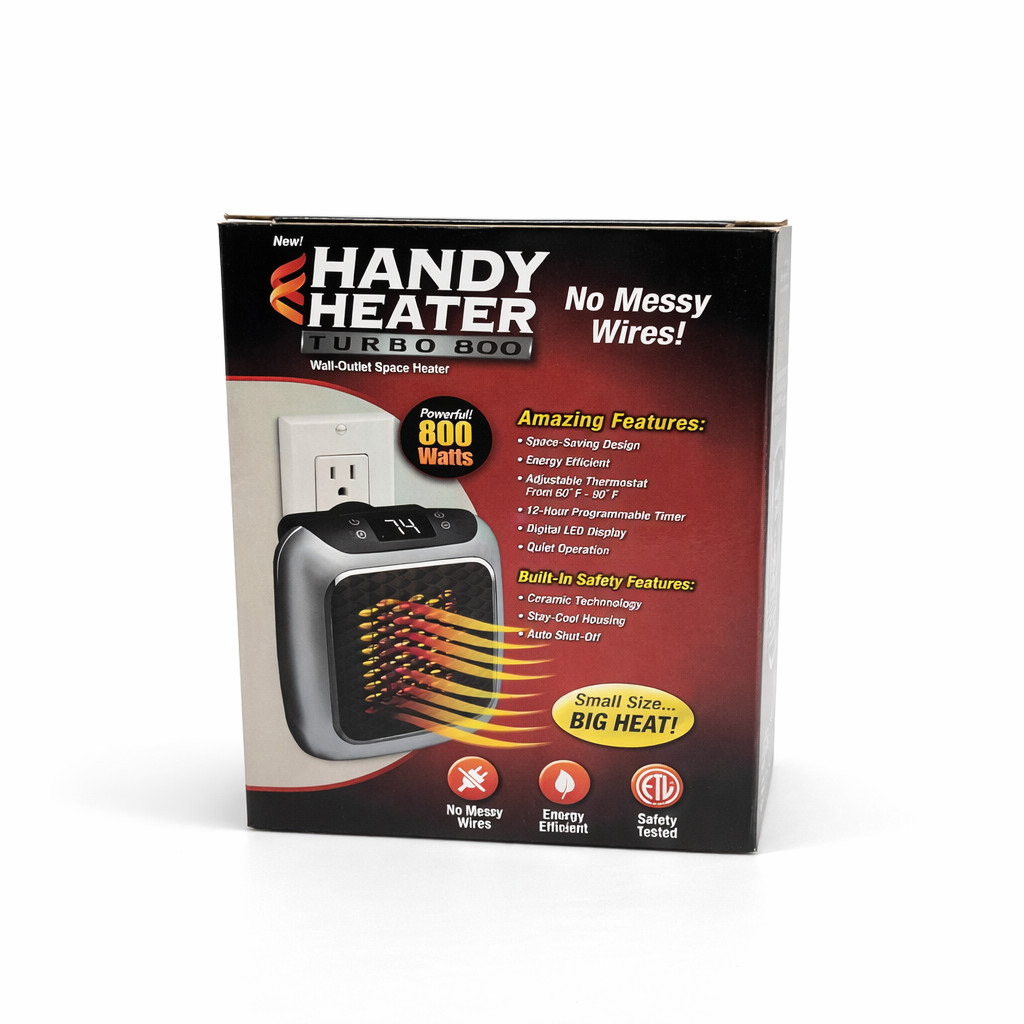 Outlet Small Handy Space Heater Turbo 800 Watts with Adjustable Thermostat