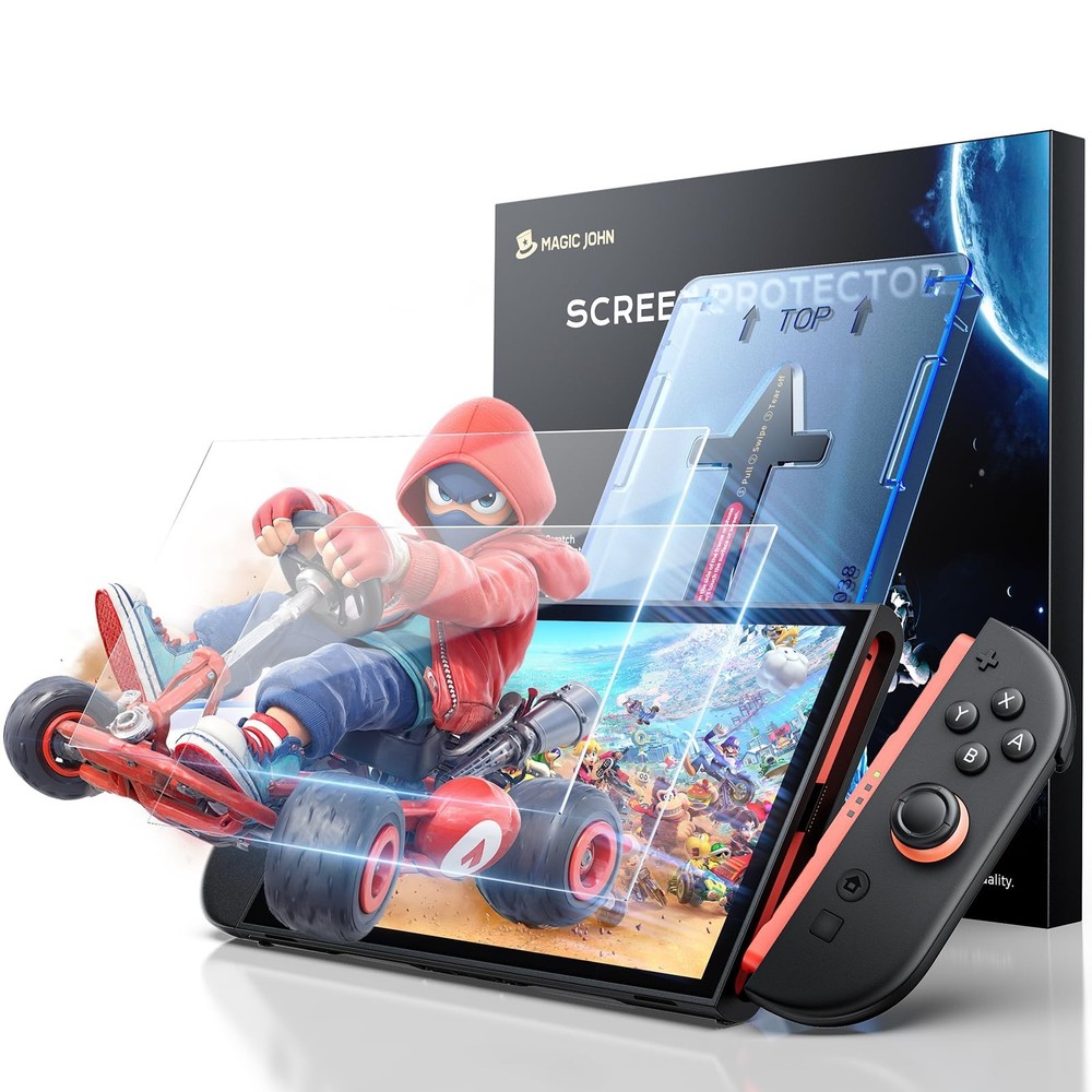 2 Pack Nintendo Switch Screen Protector 7.9" - 9H Tempered Glass, HD Clear, Easy