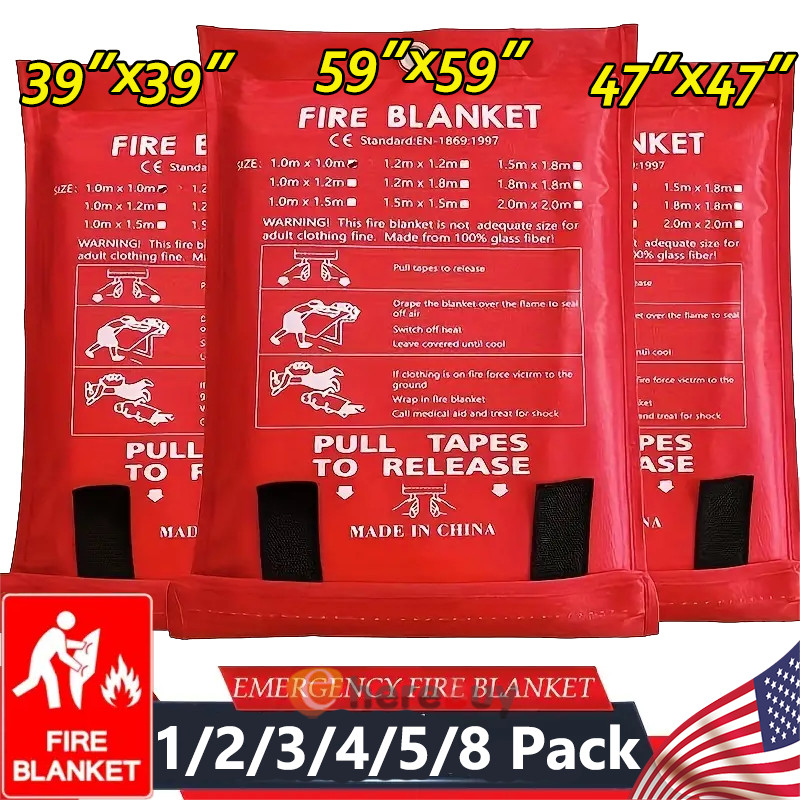Large Fire Blanket Fireproof For Home Kitchen Office Caravan Emergency Safety
