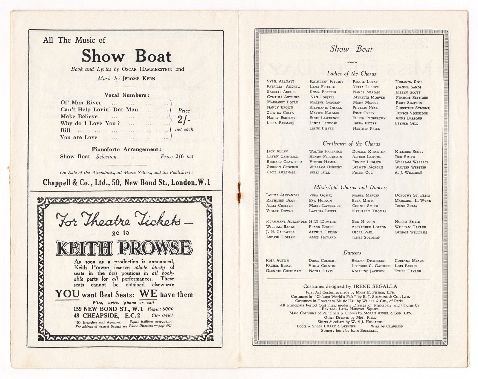 Paul Robeson "SHOW BOAT" Edith Day / Jerome Kern / May 1928 London Playbill