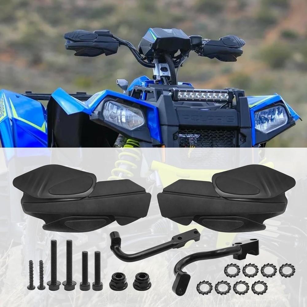 2PCS Black Handguards with Mount Brackets Kit Replacement for Polaris