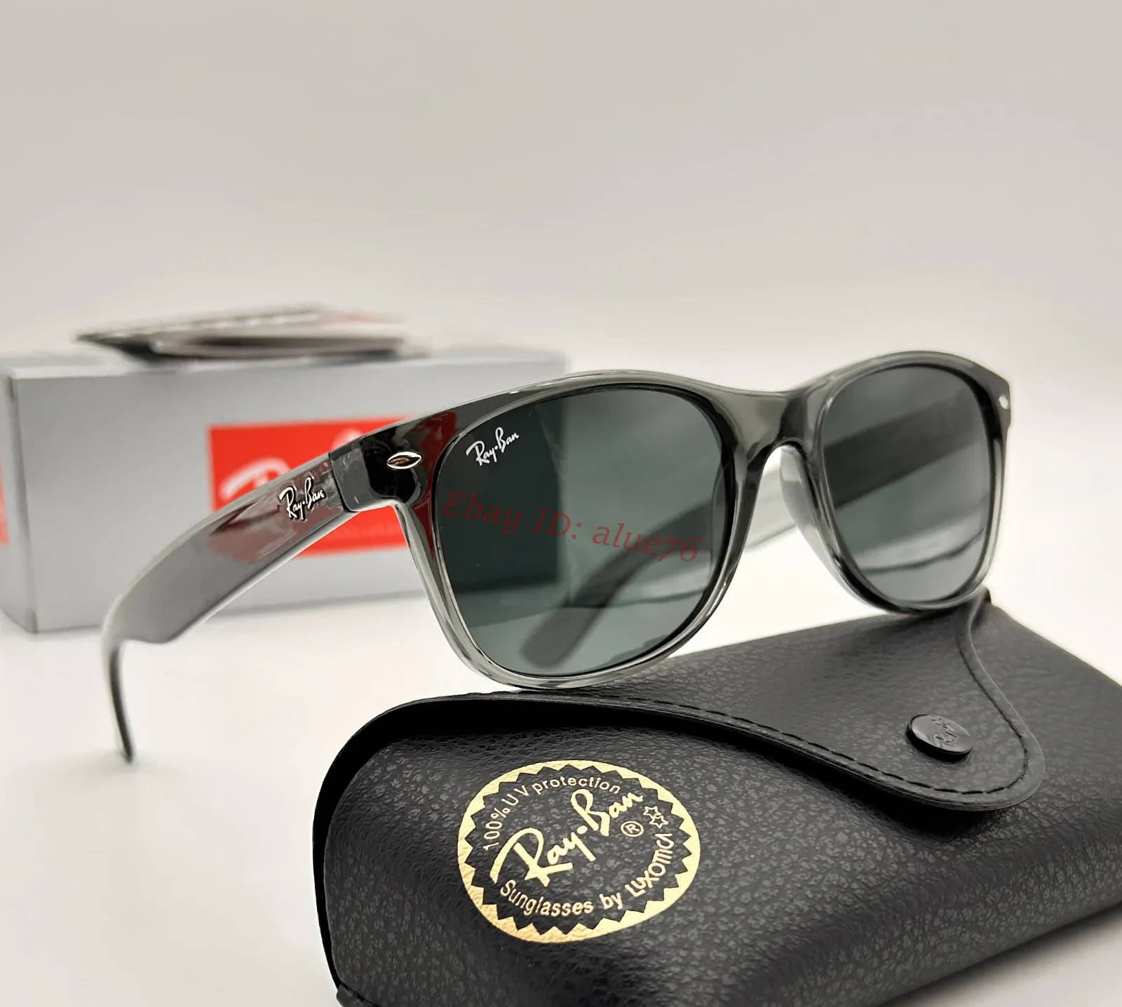 New Wayfarer Ray-Ban RB2132 Sunglasses Dark Blue Lens Grey Frame UV Protect 55mm