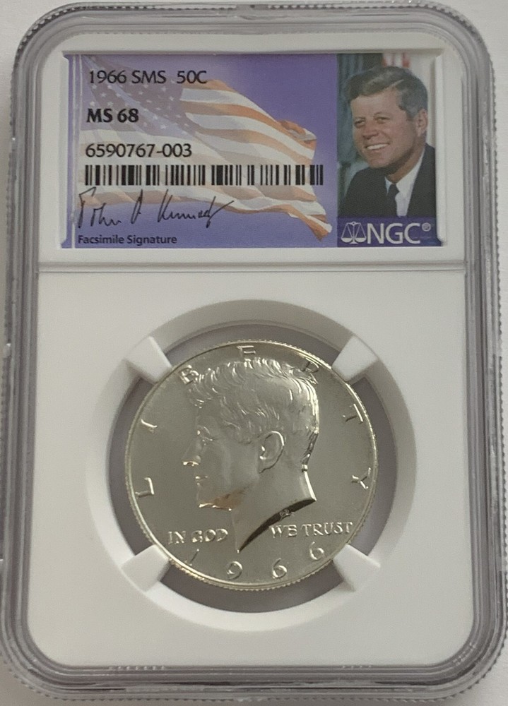 1966 SMS NGC MS68 Kennedy Half Dollar 50c Special Mint Set Uncirculated