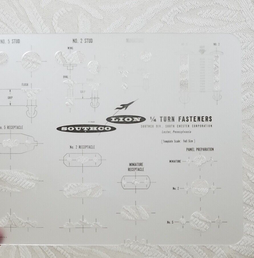 SOUTHCO LION TURN FASTENERS TEMPLATE ENGINEERING DRAFTING ARCHITECT TOOL GUIDE