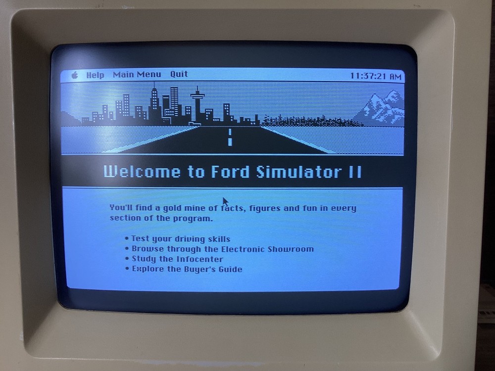 Vintage Macintosh Mac Program 1989 FORD SIMULATOR 800K Disk 512 Plus SE Classic!