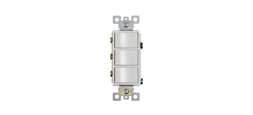 3-Function Rocker Switch Wall Control for Bathroom Exhaust Fan White