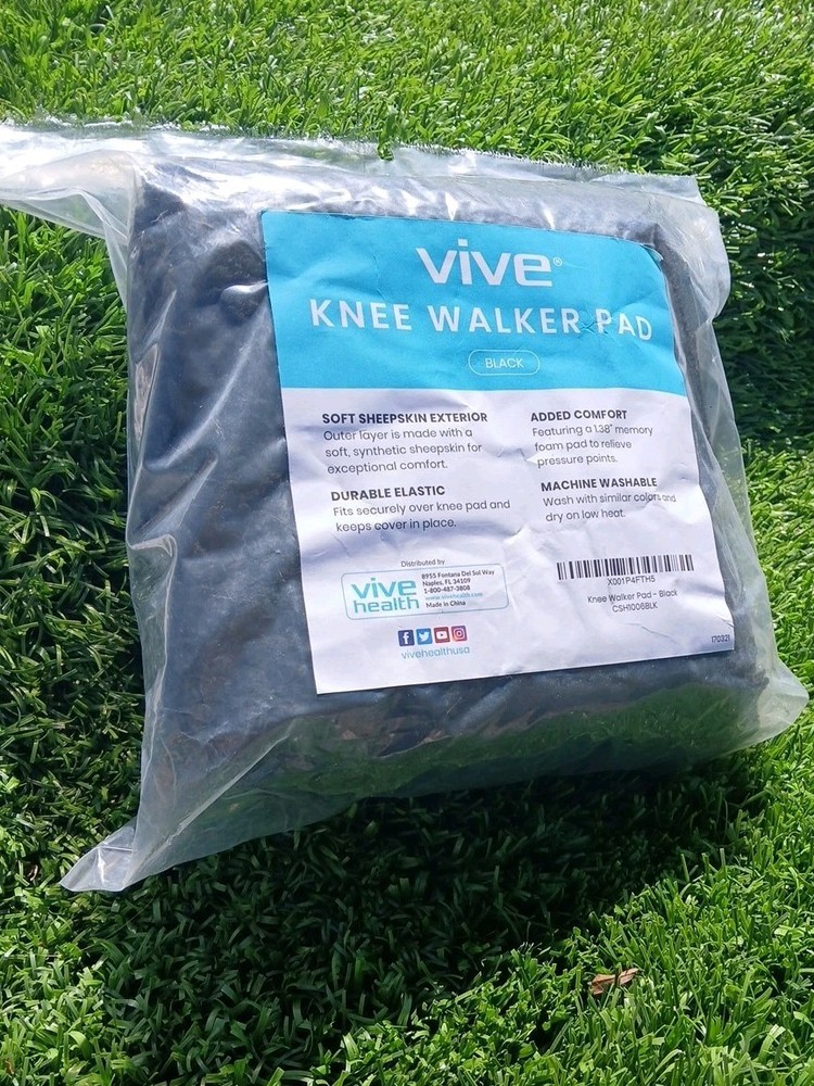 VIVE Mobility Memory Foam Knee Walker Pad - CSH1006BLK New