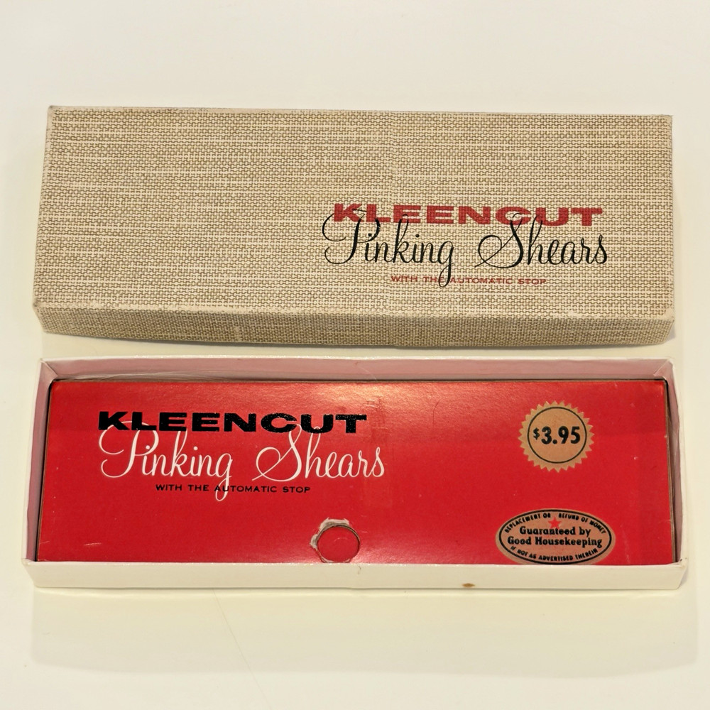 Vintage Kleencut Pinking Shears Scissors w Box Automatic Stop Good Housekeeping