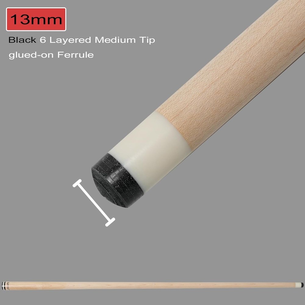 Billiard Pool Cue Low Deflection with Hard Case