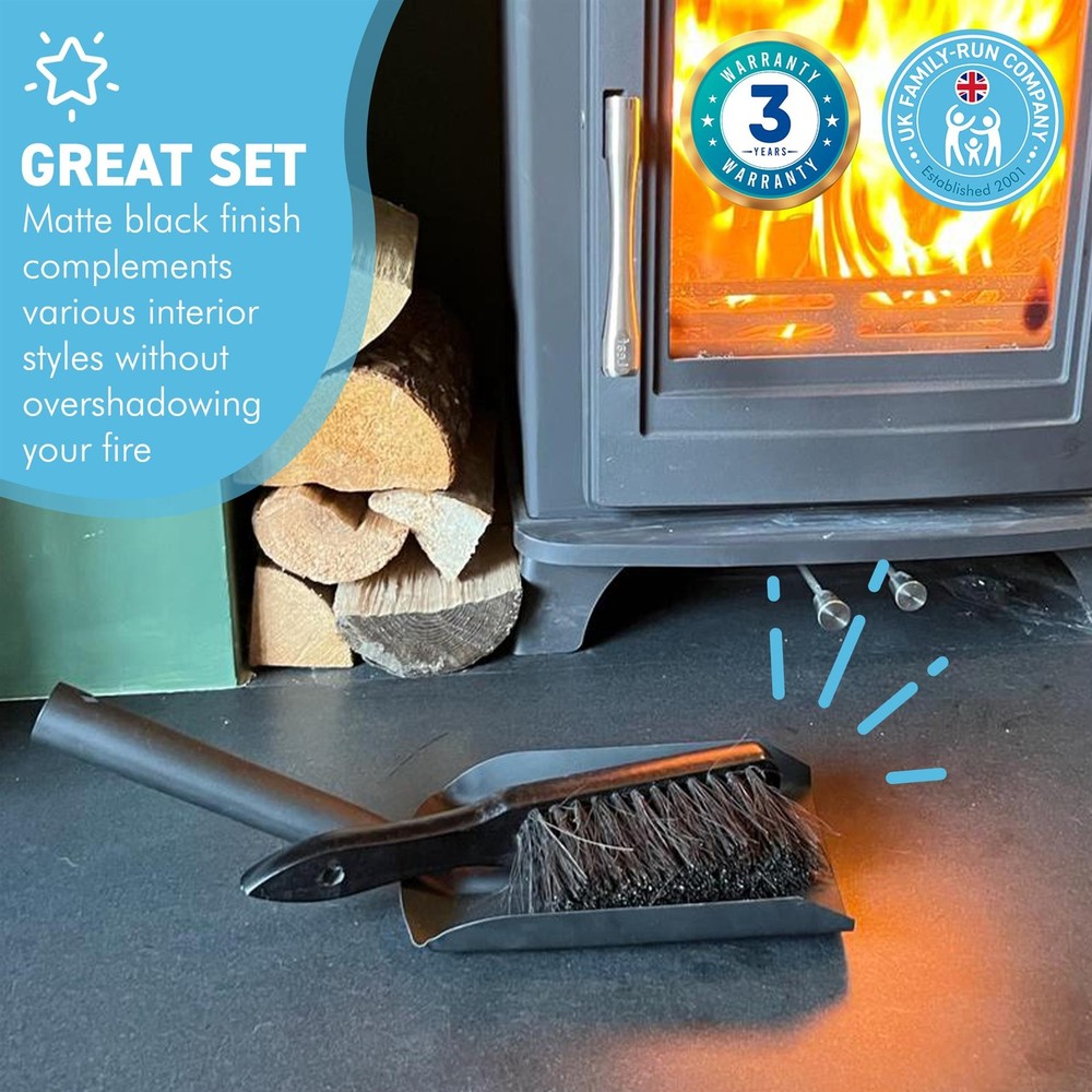 Fireside brush and ash shovel set