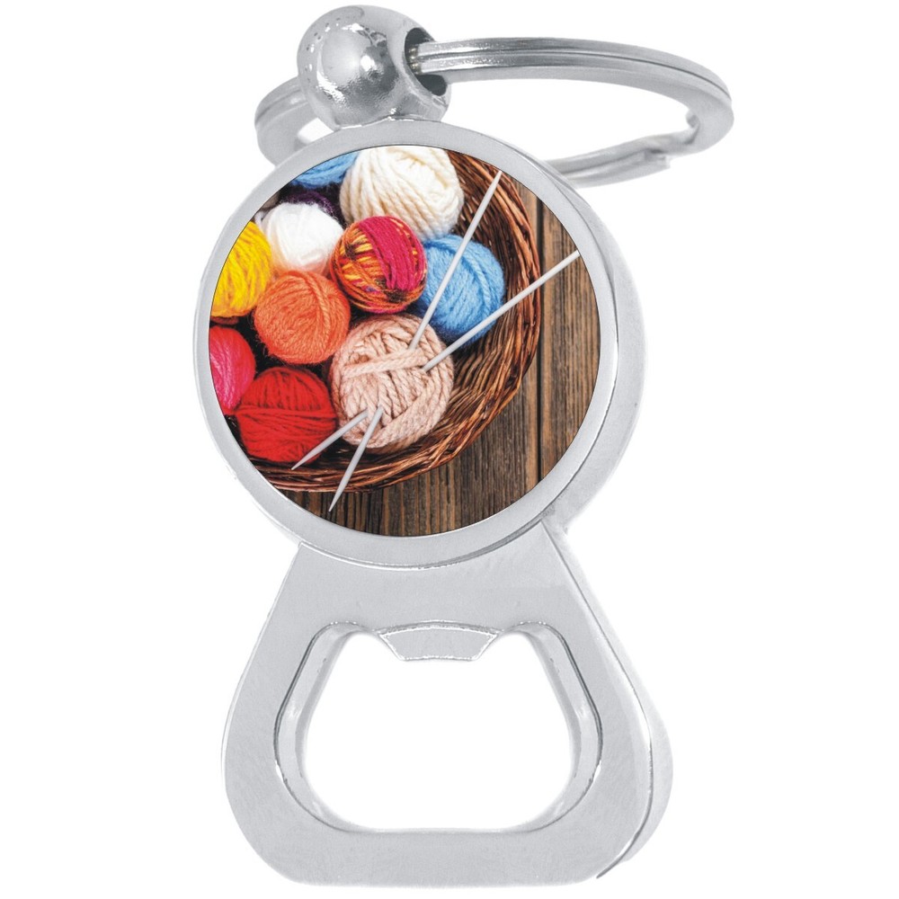 Knitting Bottle Opener Keychain - Metal Beer Bar Tool Key Ring
