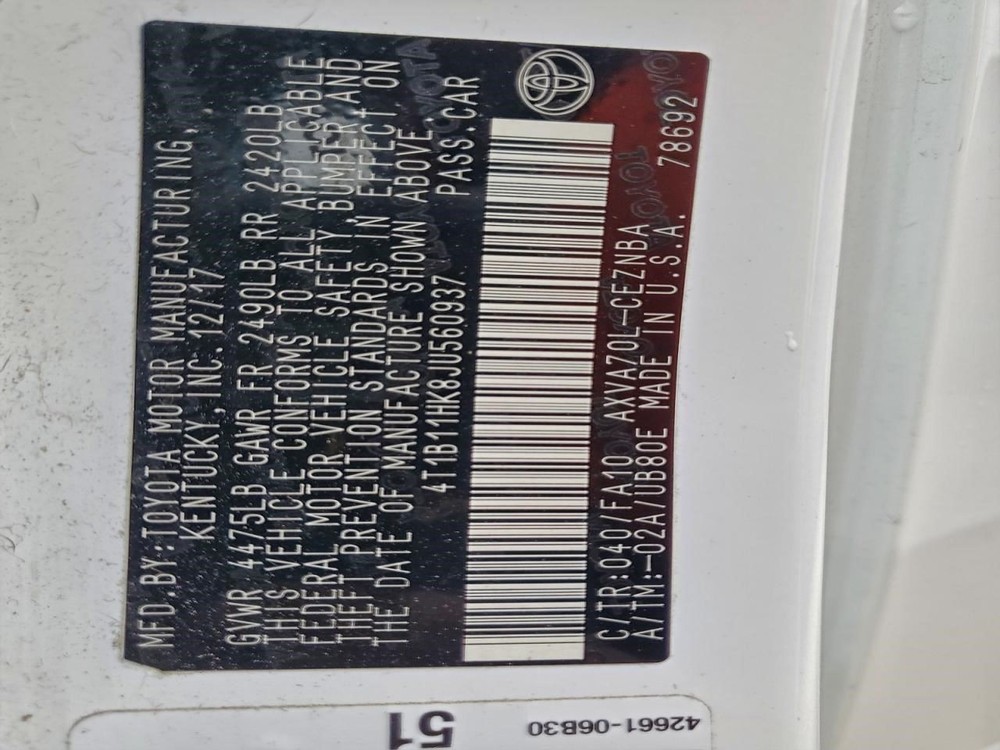 CAMRY 2018 Jack 365973