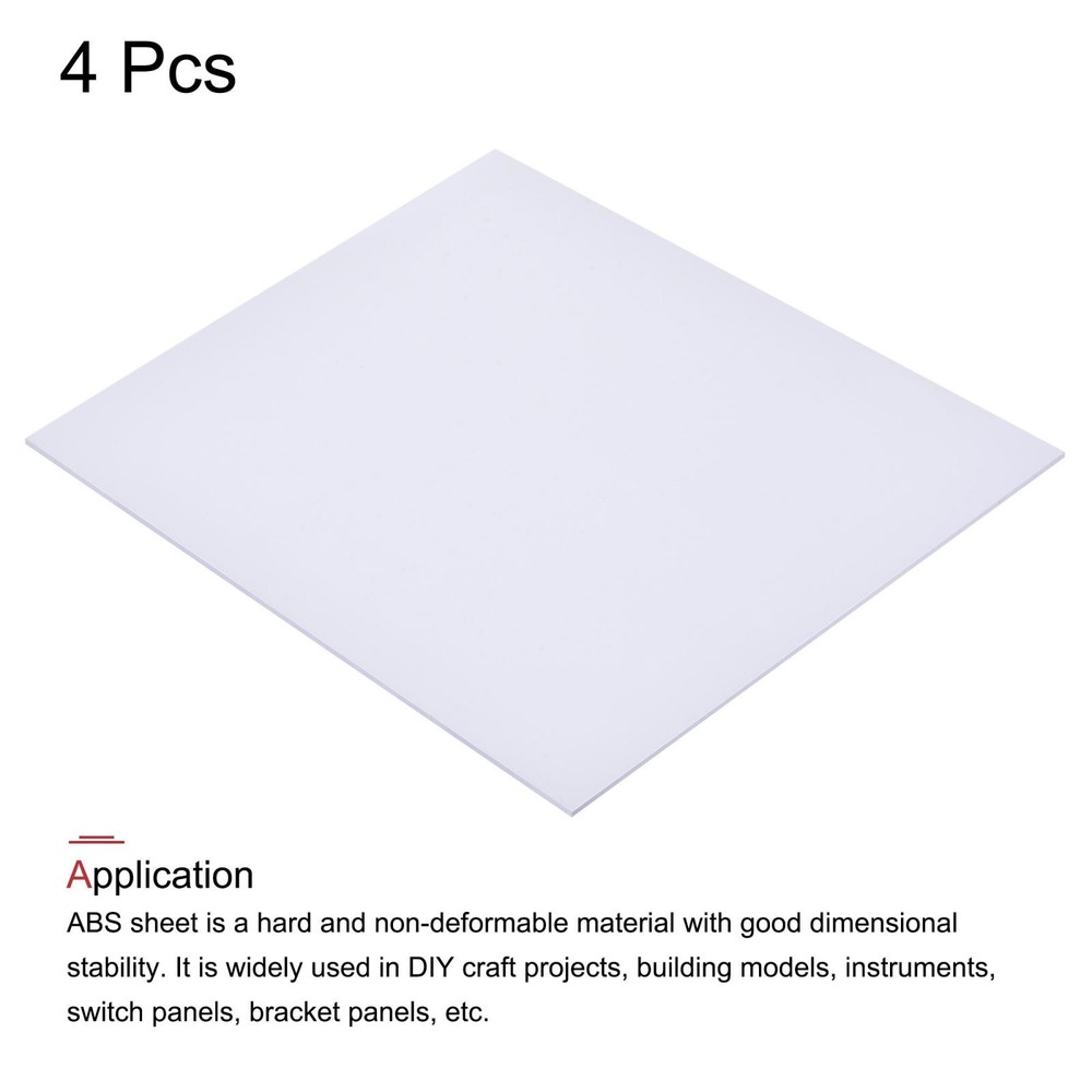 White ABS plastic sheet 10x8x0.04 inches, panel, 4pcs