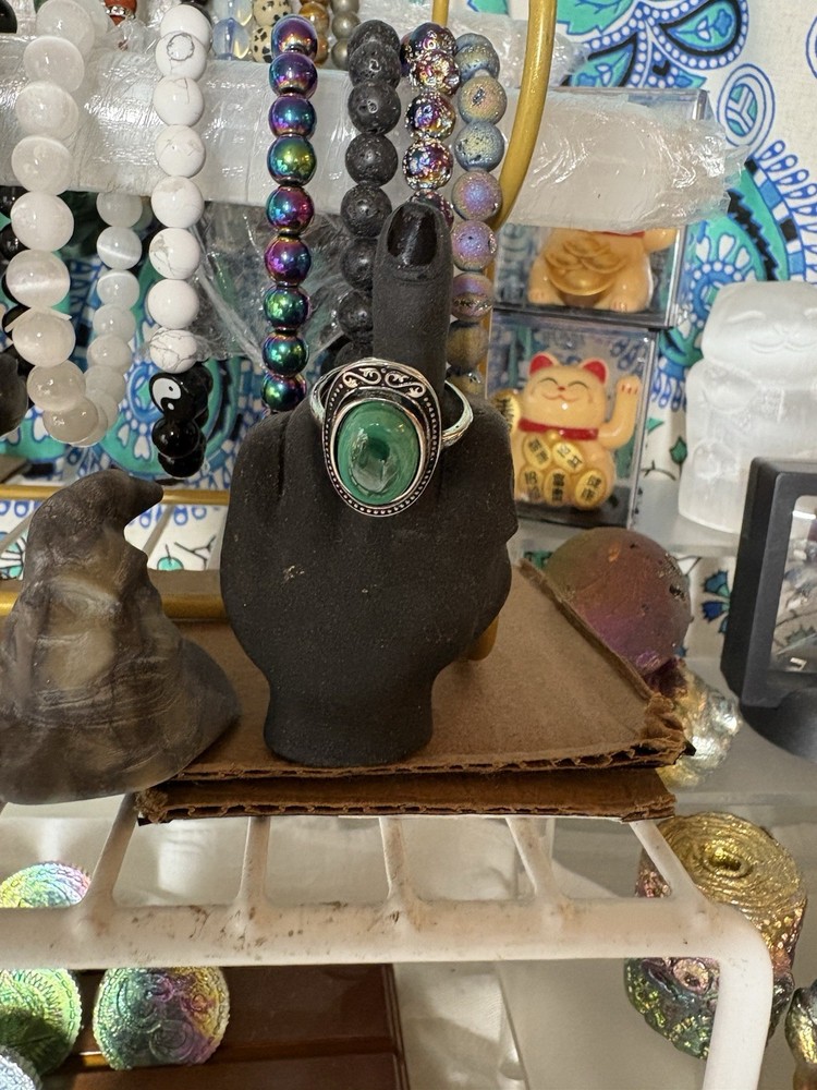 Malachite Adjustable Alloy Ring