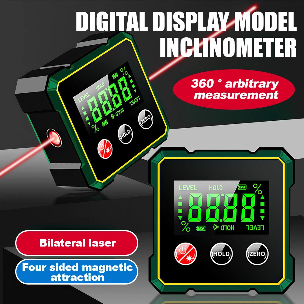 Digital Angle Finder Magnetic Protractor Laser Level Box Inclinometer Tool