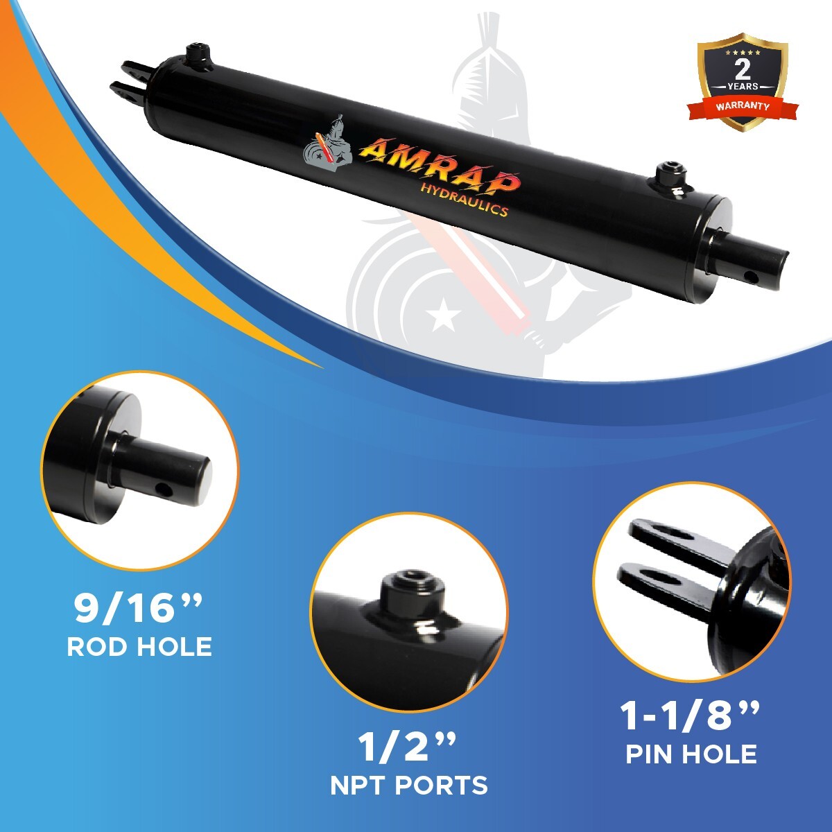 4X24 Hydraulic Cylinder - 4" Bore x 24" Stroke Log Splitter Cylinder 3500PSI