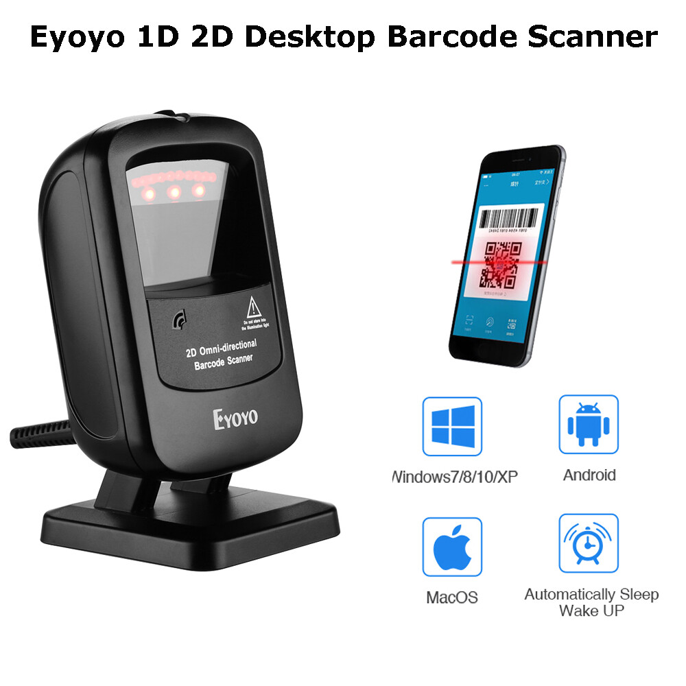 Eyoyo 1D 2D Desktop Barcode Scanner Automatic Image Sensing for Library Store