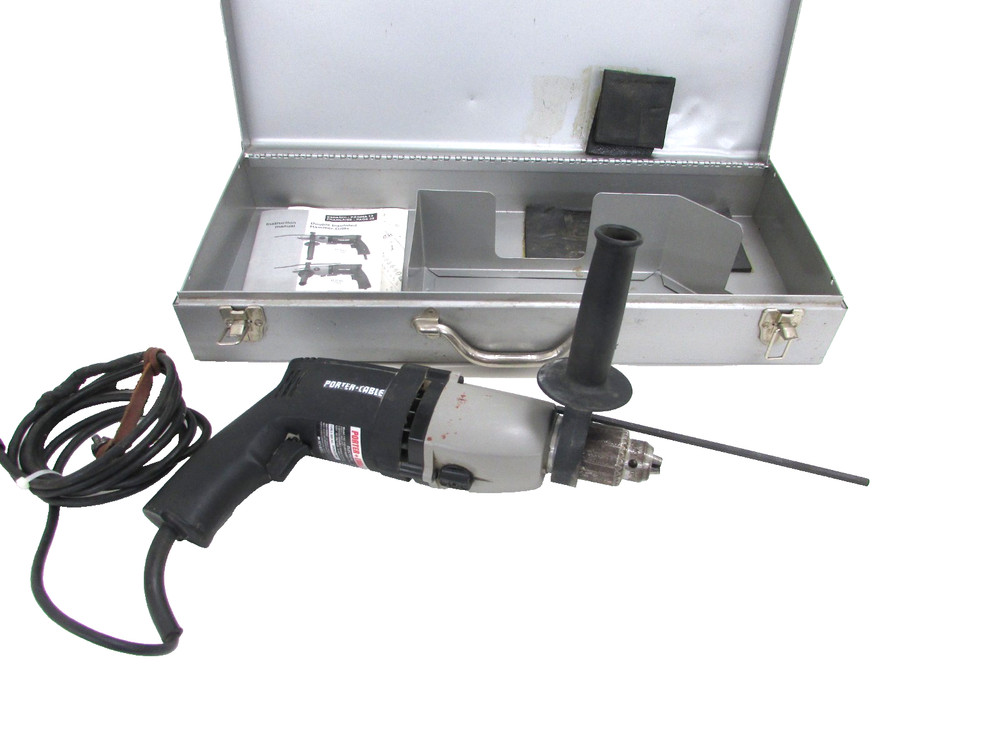PORTER CABLE TOOLS 1/2” HD HAMMER DRILL 7751, w/ SIDE HANDLE & CASE