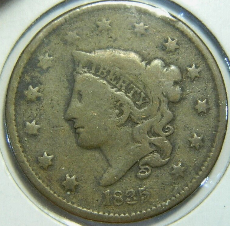 1835 ~ CORONET HEAD ~ LARGE CENT ~ VG (Lot#949)
