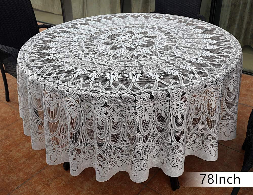 78" Vintage Floral Lace Tablecloth Round Table Cloth Cover Wedding Party Decor