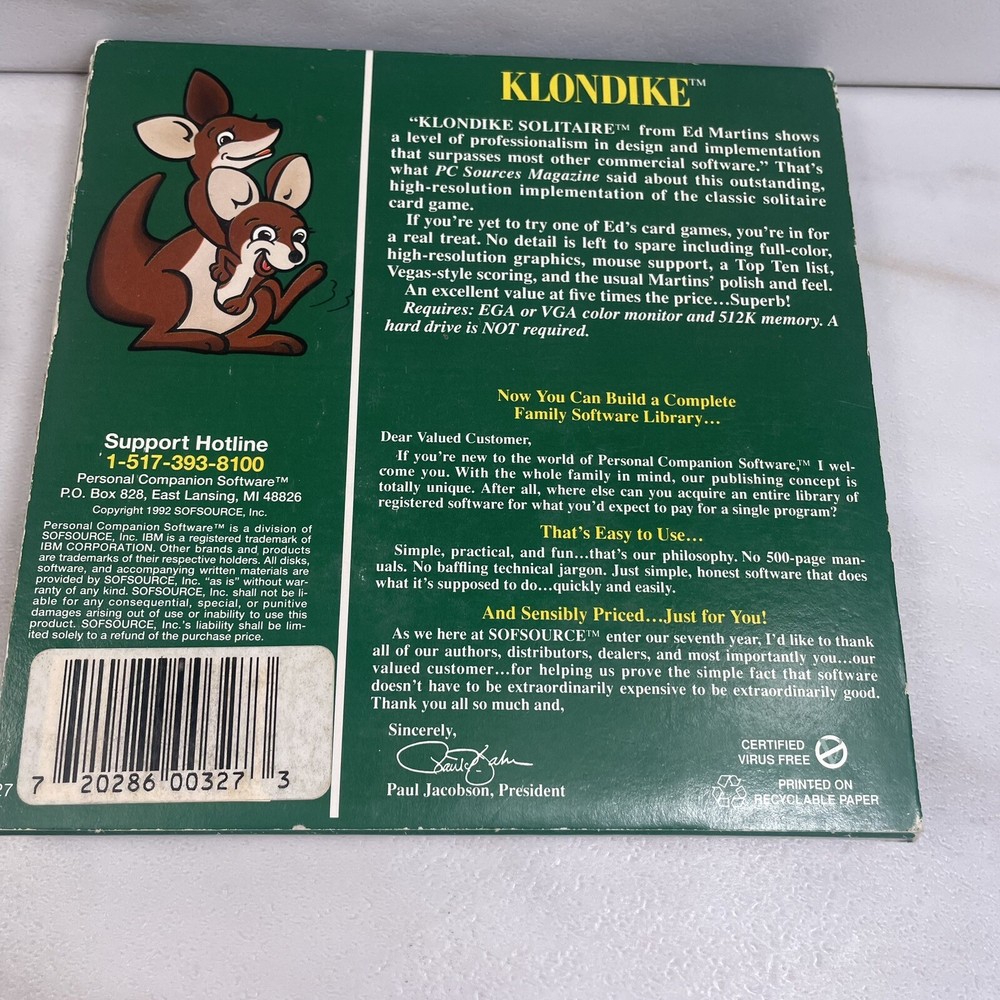 2 Vtg Computer Games BLACKJACK & KLONDIKE 3.5” Floppy Disk Original Packaging