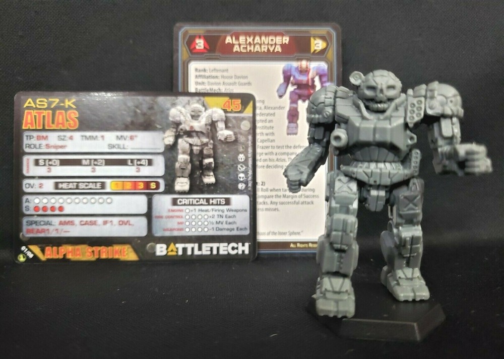 Battletech Atlas, Mech/ Pilot Cards - Catalyst Inner Sphere Direct Fire Lance