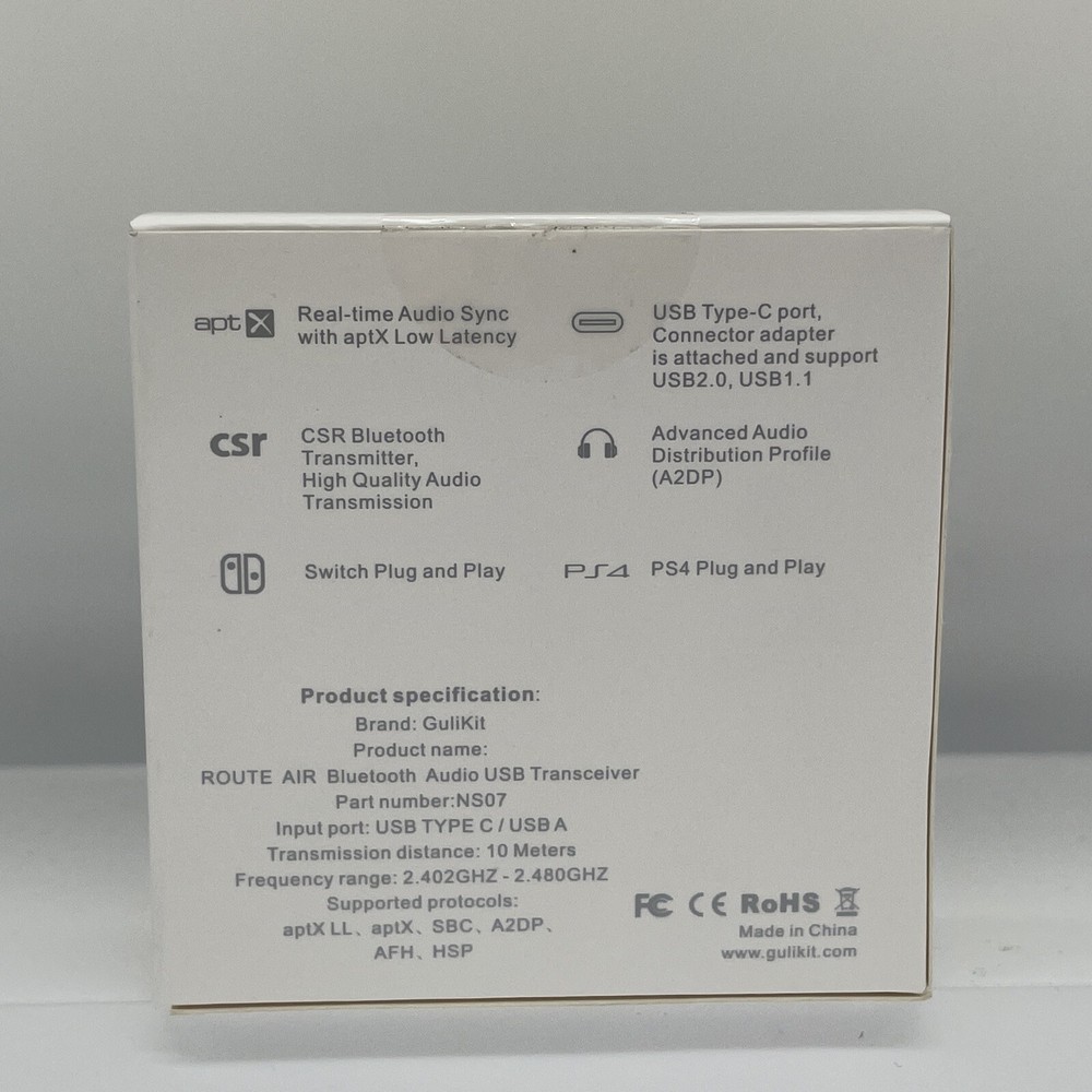 GULIkit Route Air bluetooth Adapter HIFI Audio Tranceiver For Nintendo Switch