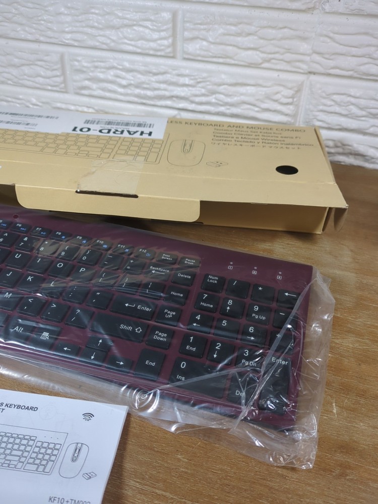 Maroon Black 2.4G Wireless Keyboard And Mouse Set With Receiver
