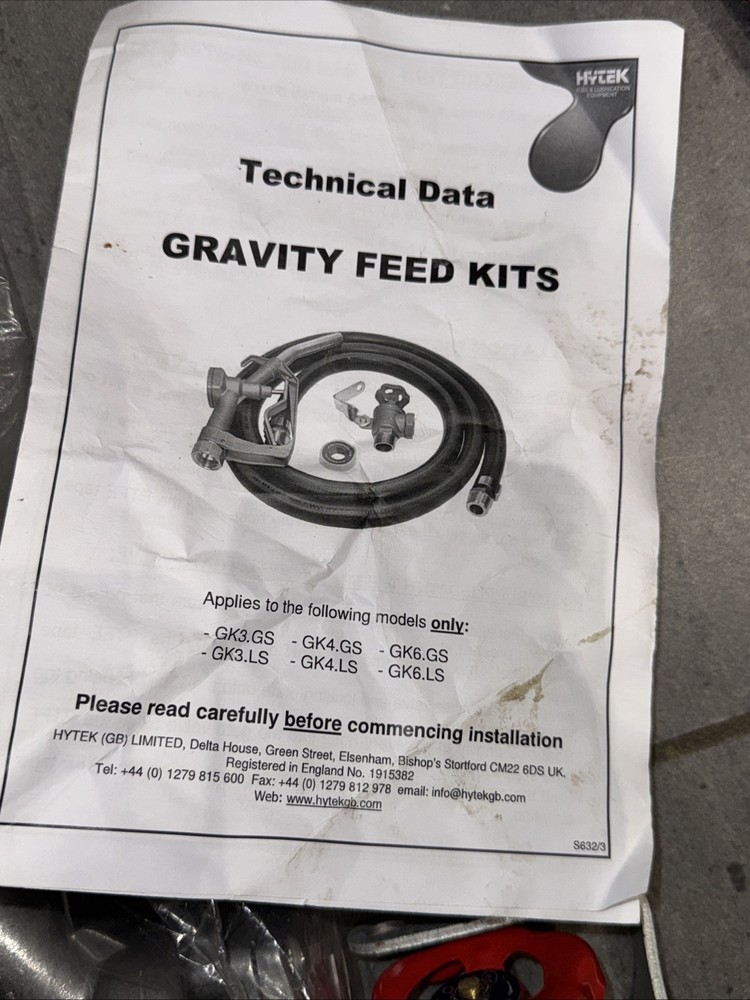 DIESEL GRAVITY FEED KIT WITH LOCKING ANGLE VALVE HYTEK 4m