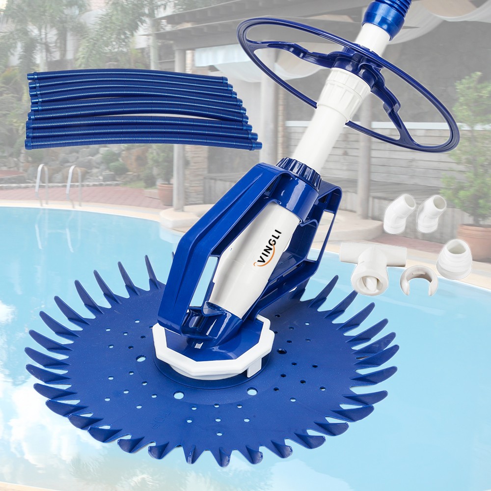 In Ground Automatic Swimming Pool Vacuum Cleaner Hover Climb Wall w/ 10 Hose Set