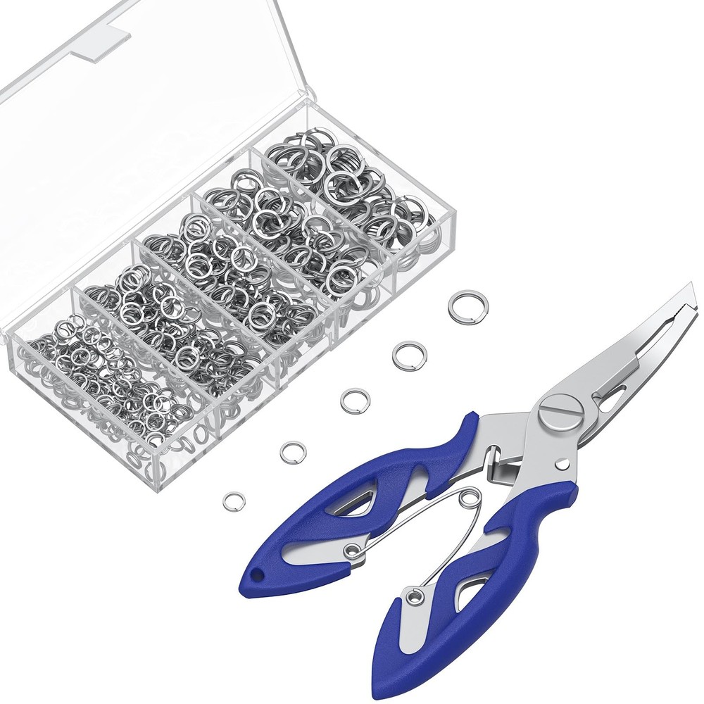 Split Rings and Split Ring Pliers, 5 Sizes Fishing Split Rings Stainless Steel