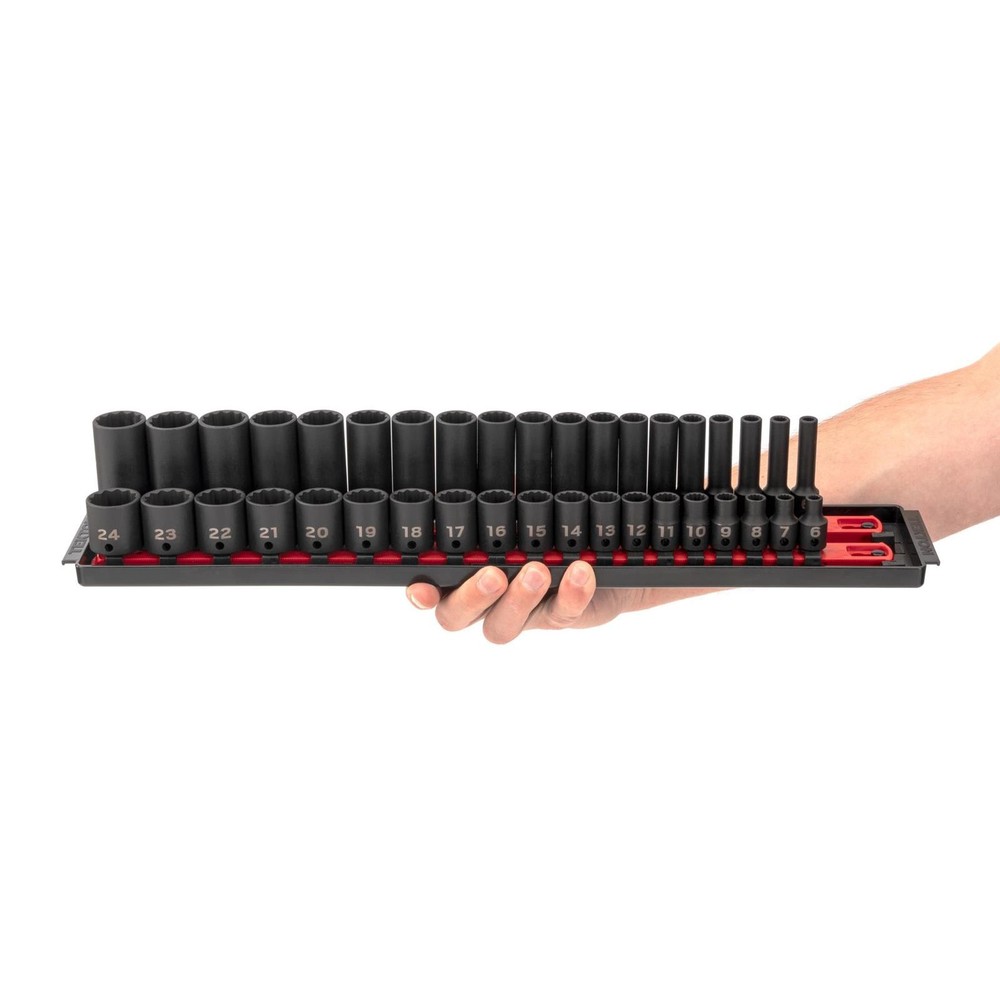 Tekton SID91215 3/8" Drive 12-Point Impact Socket Set, 38-Piece