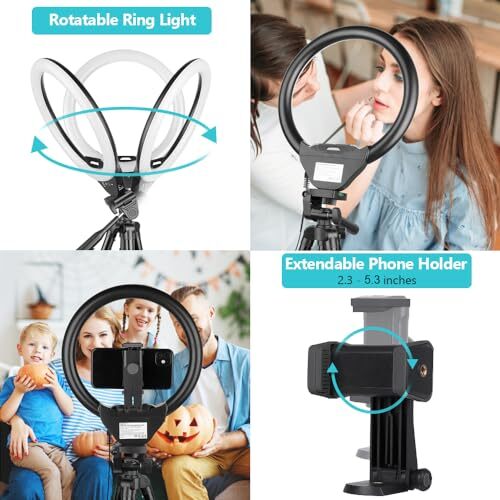 Sensyne 10'' Ring Light with 50'' Extendable Tripod Stand, LED Circle Lights