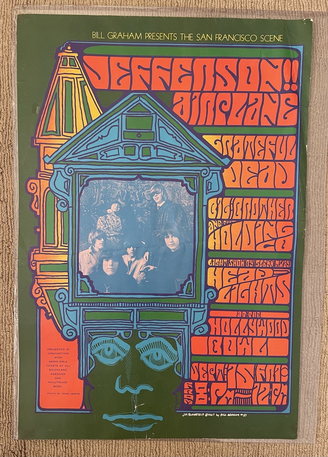 1967 Jefferson Airplane, Grateful Dead, HOLLYWOOD BOWL BG-81 Poster