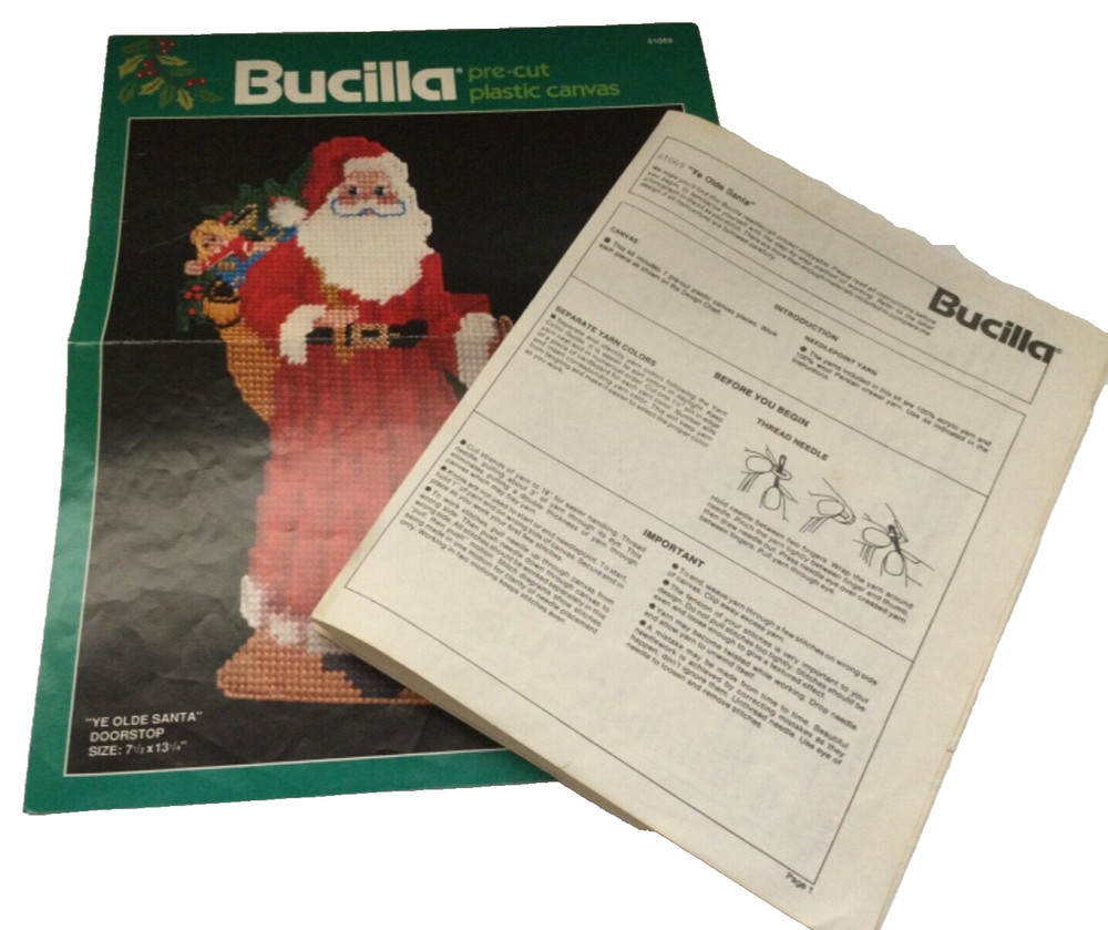 Bucilla #61069 Ye Olde Santa Doorstop For Plastic Canvas Pattern Only