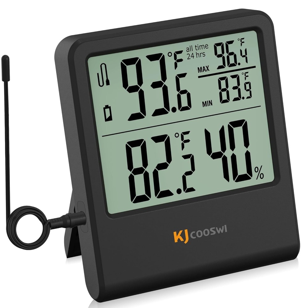 Digital Indoor Outdoor Thermometer Wired, Temperature Black